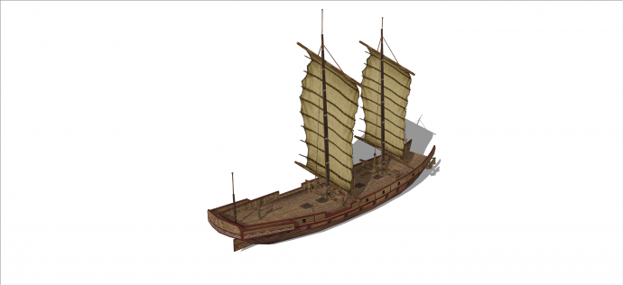 中式古典中型帆船su模型_图1