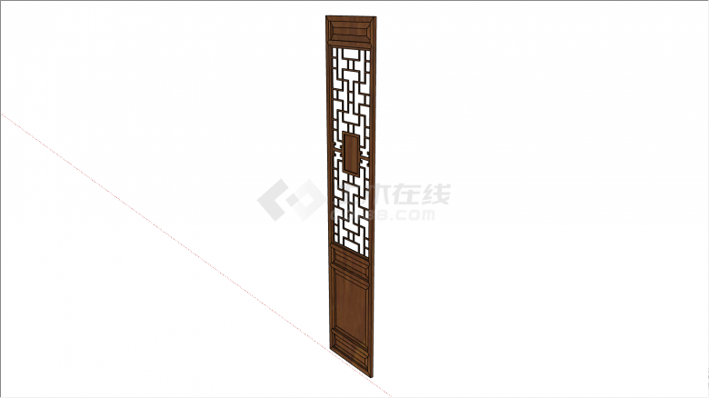 棕色的木制的带镂空的中式组件门su模型-图一