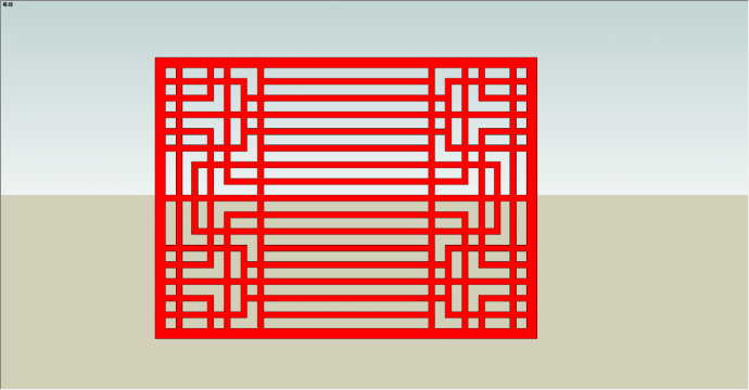 中国红老式组件花窗和纹理su模型_图1