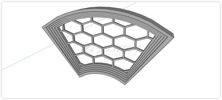 六角形雕花中式组件花窗和纹理su模型-图一