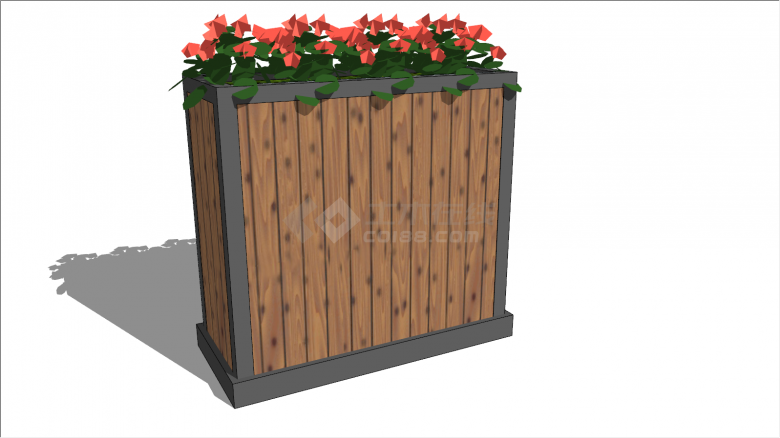 方形木质花箱种植箱SU模型-图二
