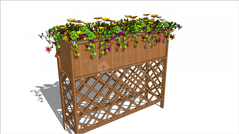 木质网状花箱种植箱SU模型-图二