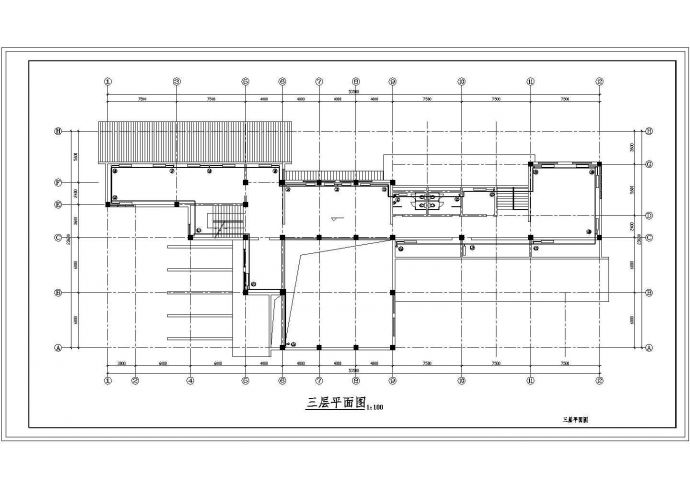 【山东】某三层办公楼采暖平面设计图_图1
