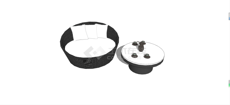 现代黑白色圆形户外沙发SU模型-图二