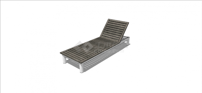 户外木制横向排列式木板类型不可收纳式躺椅su模型-图二