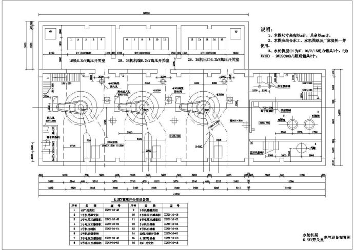 水轮基层开关室平面布置CAD设计图_图1