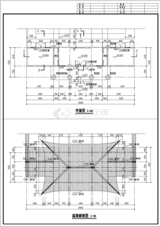 传统中式风格单层庑殿庙宇建筑施工图-图二