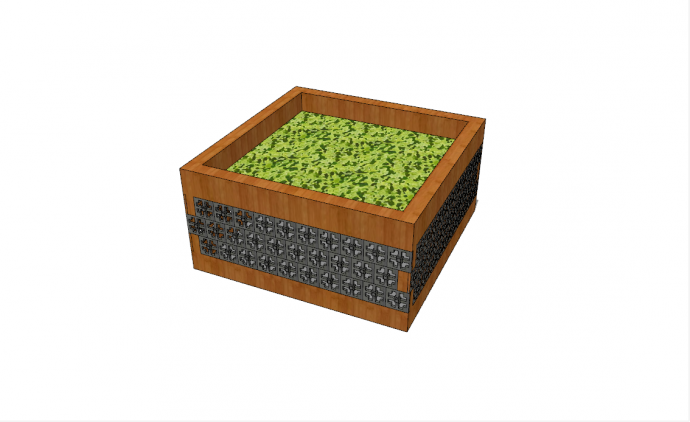 中式复古木质花箱种植箱su模型_图1