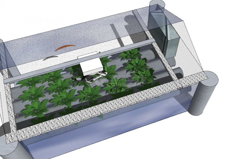 现代透明式植物养殖自动摘取大棚su模型-图二