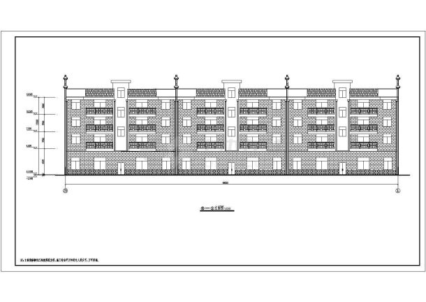 四层框架商住楼建筑施工图纸（仿徽派）-图二