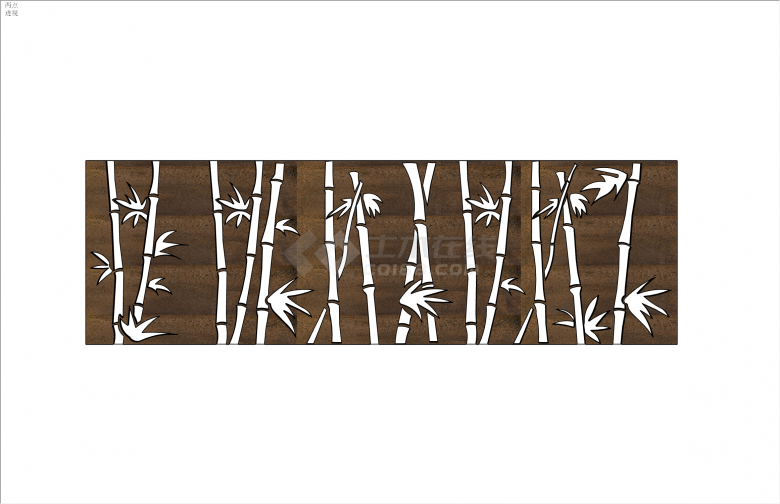 精细木板镂空竹子新中式景墙SU模型-图二