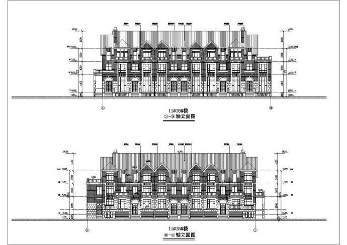 三层经典联排别墅建筑施工设计图纸_图1
