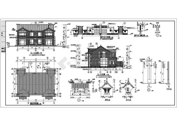 某小区二层中式别墅建筑施工方案图-图一