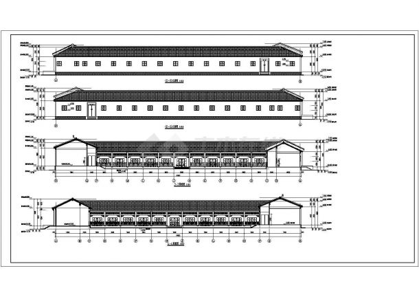 传统四合院建筑设计图（平立剖面图）-图二