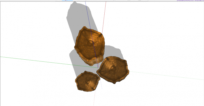 新中式褐色三块杉木桩组合su模型_图1