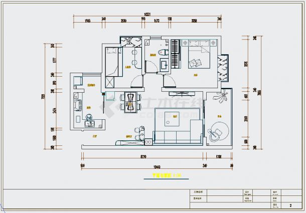 80㎡小居室现代设计风格施工图（含效果图）-图二