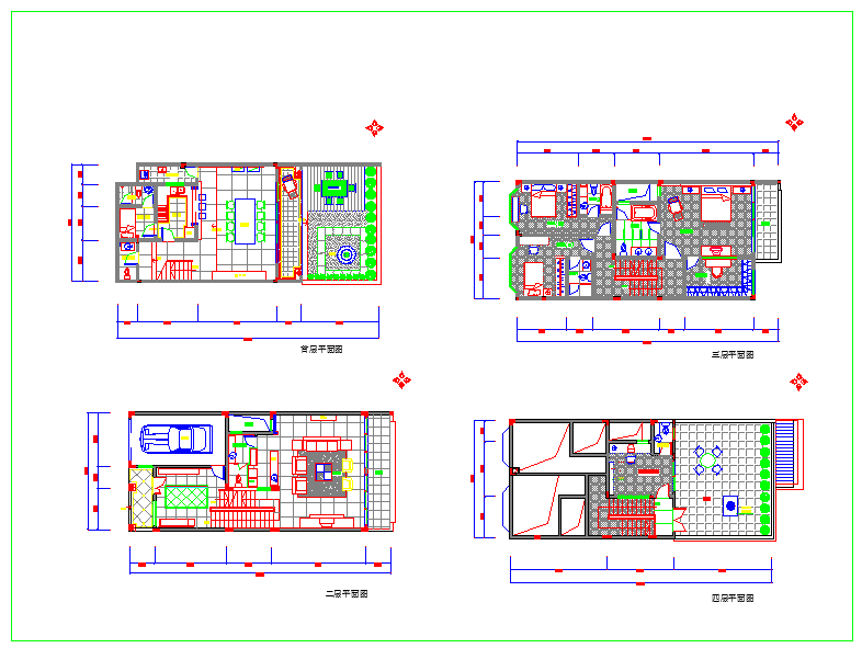 【江苏】某四层小栋别墅装修设计图
