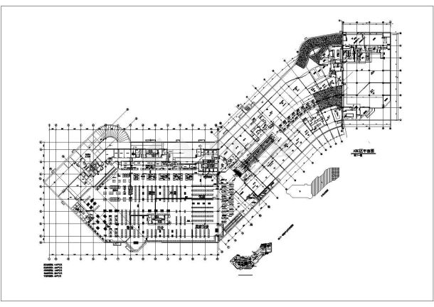 【北京】4层CBD商务区购物中心建筑各层平面图-图一