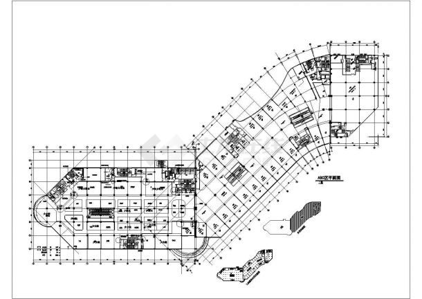 【北京】4层CBD商务区购物中心建筑各层平面图-图二