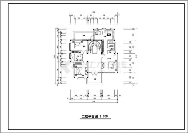 350平三层欧式风格别墅楼建筑设计方案图纸-图二
