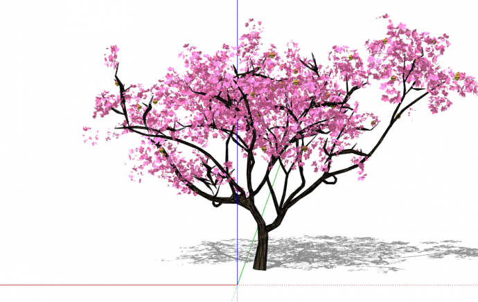 粉色别致3d有色叶树木su模型_图1