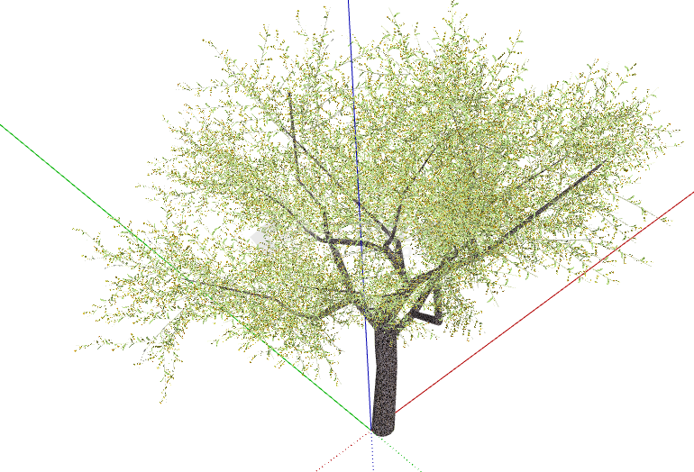 荧光绿色3d有色叶树木su模型-图一