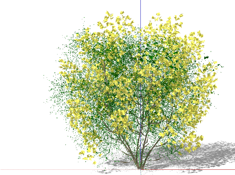 绿黄花精致3d有色叶树木su模型-图一
