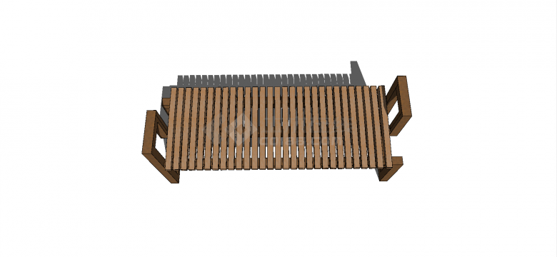 现代非对称木板条拼接式长椅su模型-图二