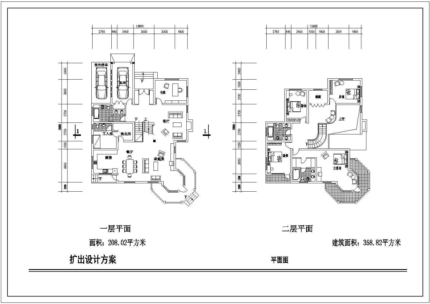 某小区现代别墅楼一套建筑设计方案图