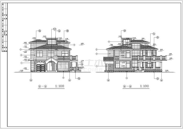 某三层豪华独栋别墅建筑施工图（460平方米）-图二