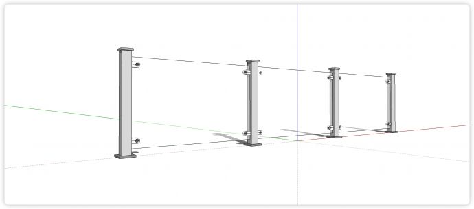 不锈钢柱结构玻璃栏杆su模型_图1