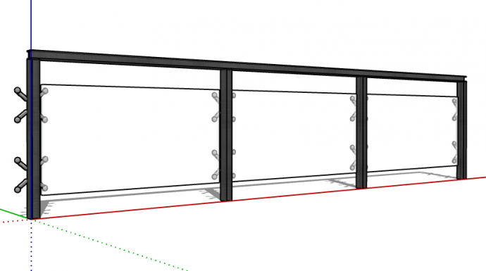 三个简易小型玻璃栏杆su模型_图1