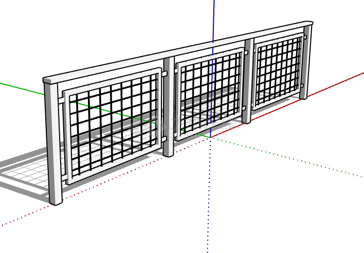 三个网格型不锈钢钢丝栏杆su模型-图二