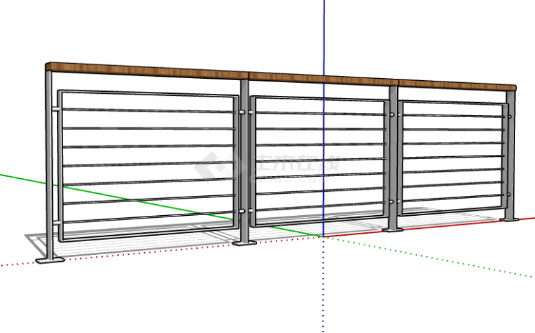 三个小型不锈钢钢丝栏杆su模型-图二