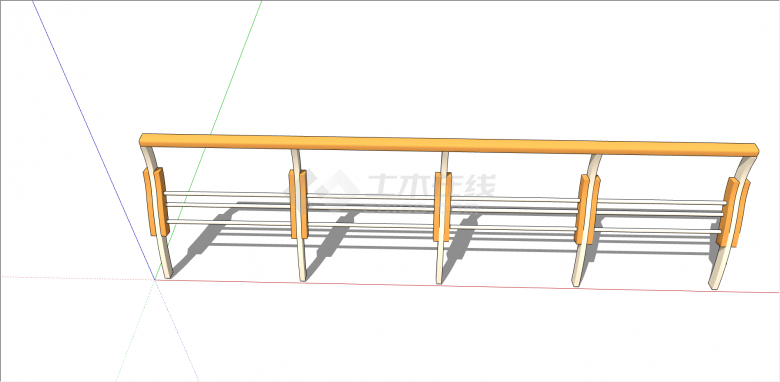 橙白色系不锈钢钢丝栏杆 su模型-图二