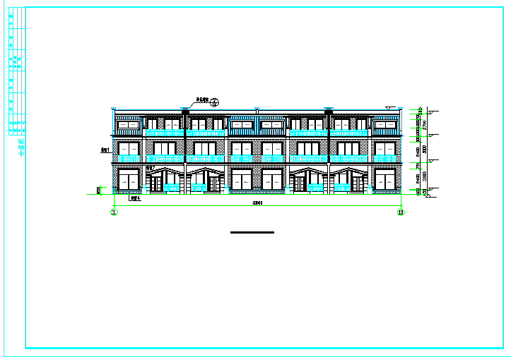 某地二层四户联排小别墅建筑设计图