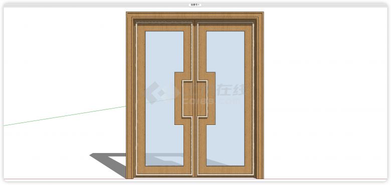 大括号造型对开门新中式门扇su模型-图二