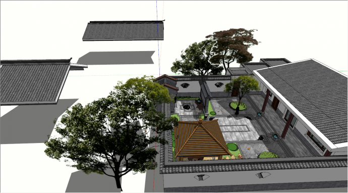 中式西北院子景观庭院SU模型_图1