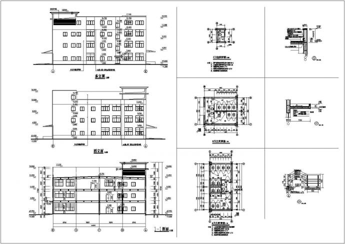 某地三层工厂建筑设计图（含楼梯卫生间大样）_图1