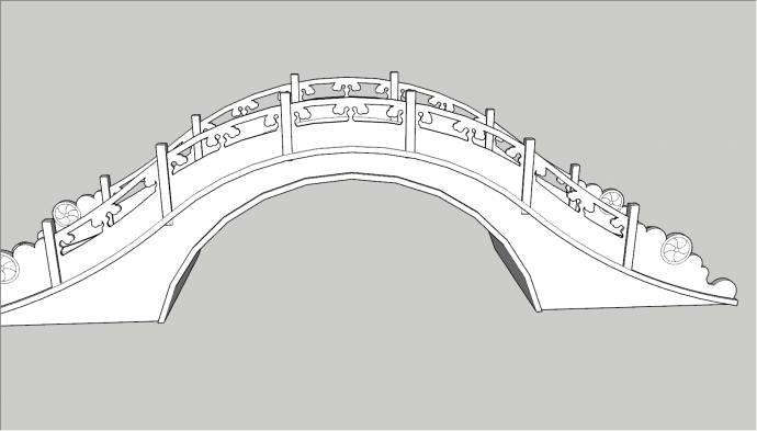 汉白玉带桥石拱桥SU模型_图1