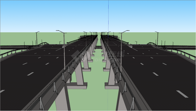 十字高速公路高架桥桥梁SU模型-图一