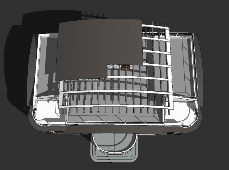 带阳台的图书馆建筑su模型-图二