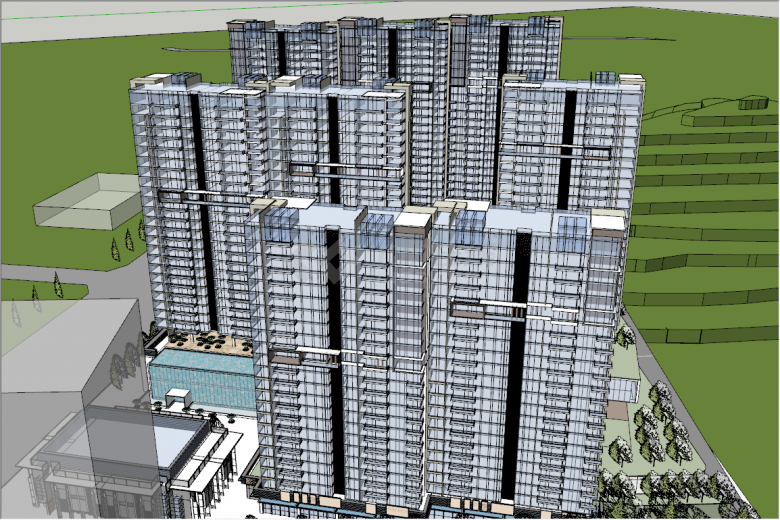 现代风格高档大型高层小区高层住宅su模型-图一