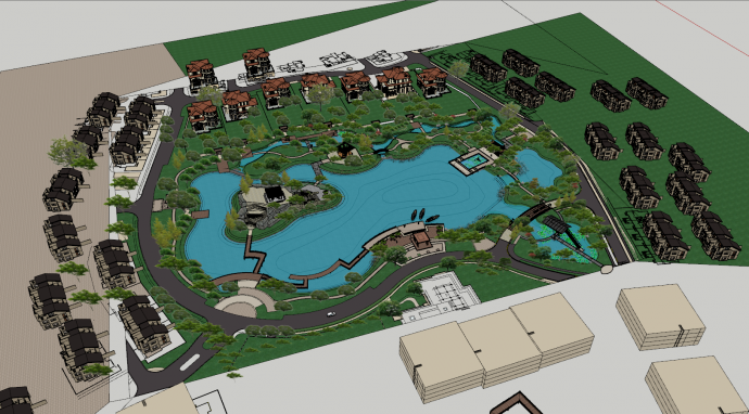 湿地公园湖心建筑su模型_图1