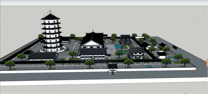 古典寺庙寺院建筑及诚市规划完整风景名胜su模型_图1