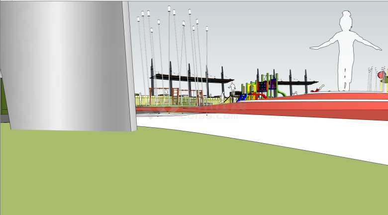 多元化小广场儿童游乐设施su模型-图一