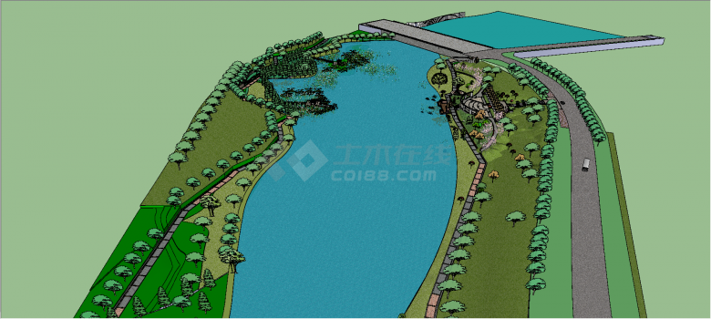 湿地公园景观庭院su模型-图一