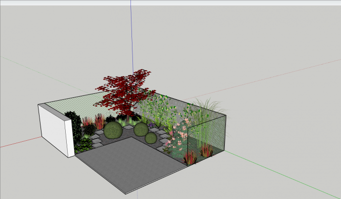 半开放式简约小花园su模型_图1