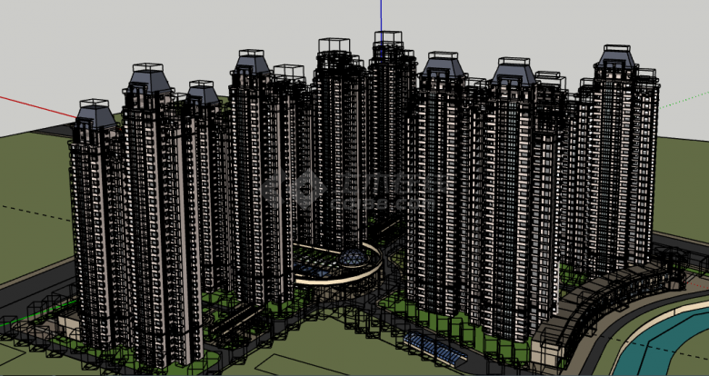 小区高层居民楼的SU模型-图二