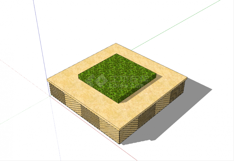 现代黄色经典方形树池su模型-图二